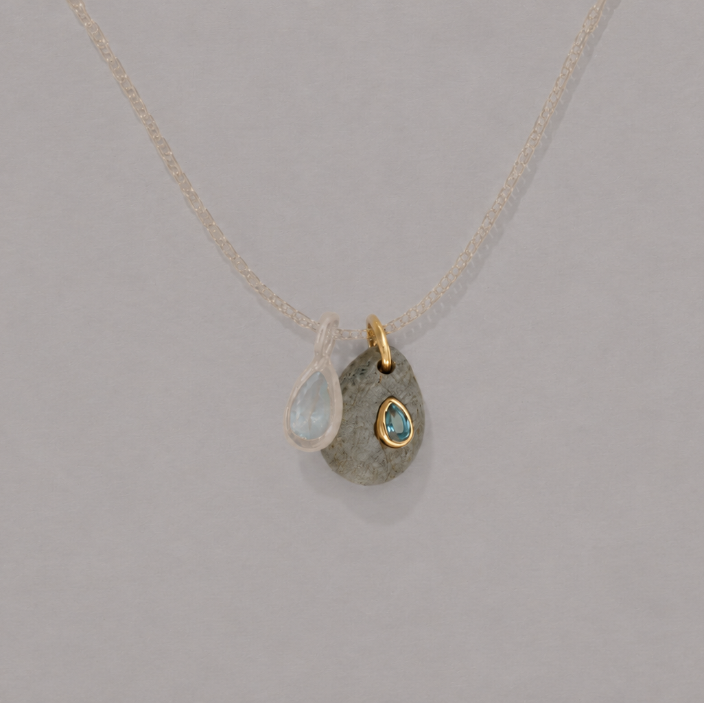 Sapphire & Aquamarine on Anchor Chain