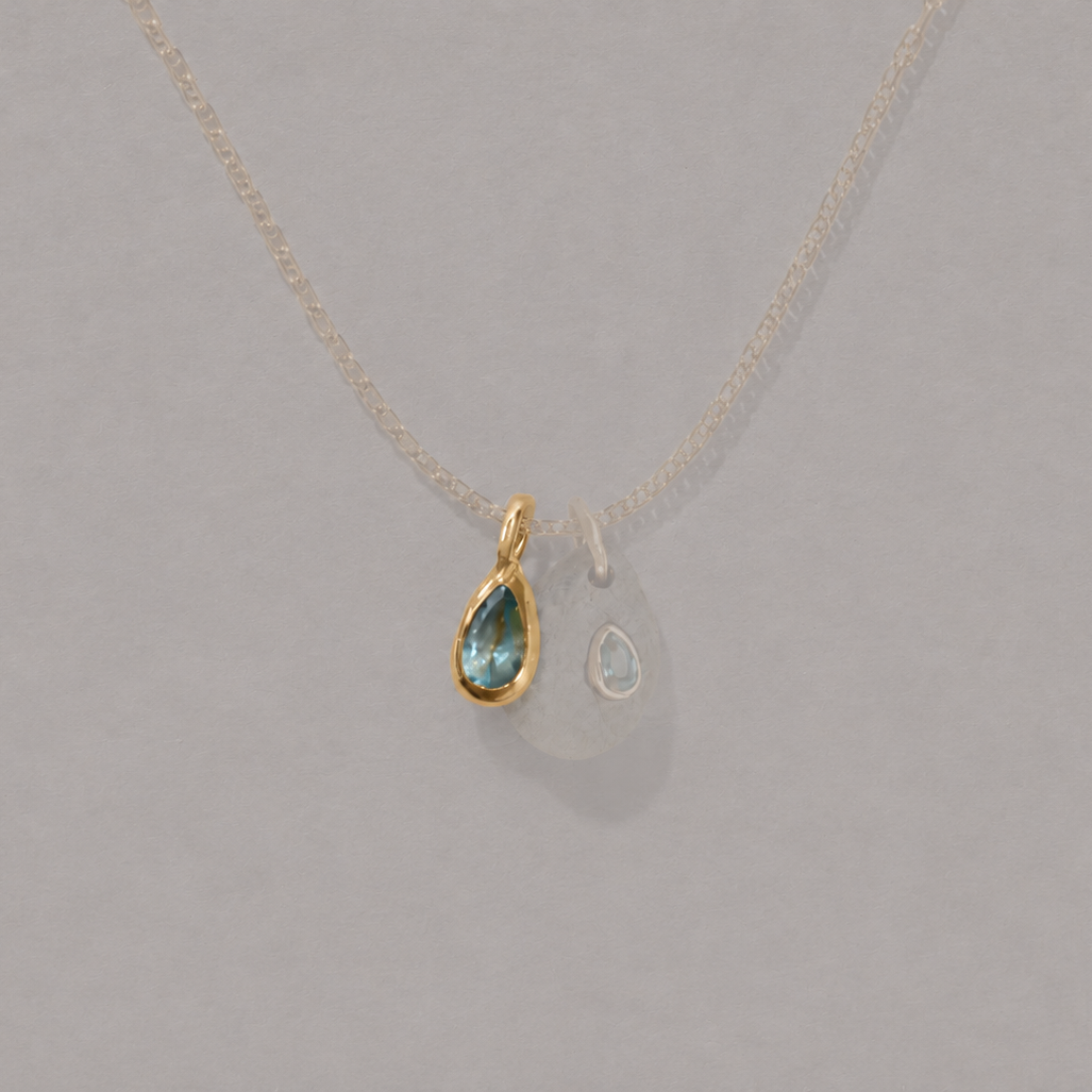 Sapphire & Aquamarine on Anchor Chain
