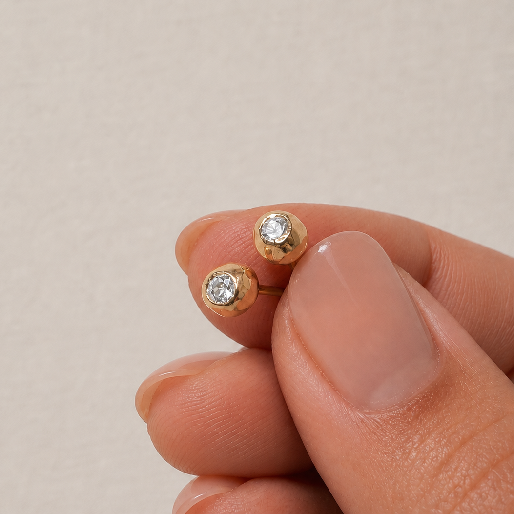 Diamond Pebble Earrings