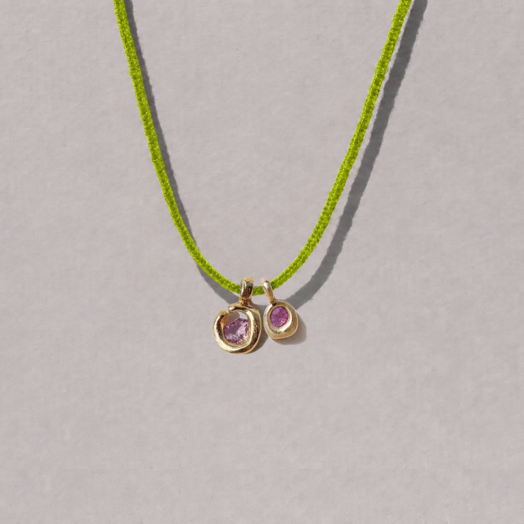 Pink Sapphires on Lucet Silk Cord