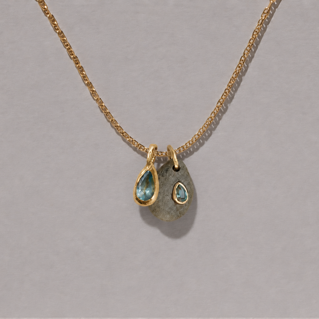Sapphire & Aquamarine on Anchor Chain